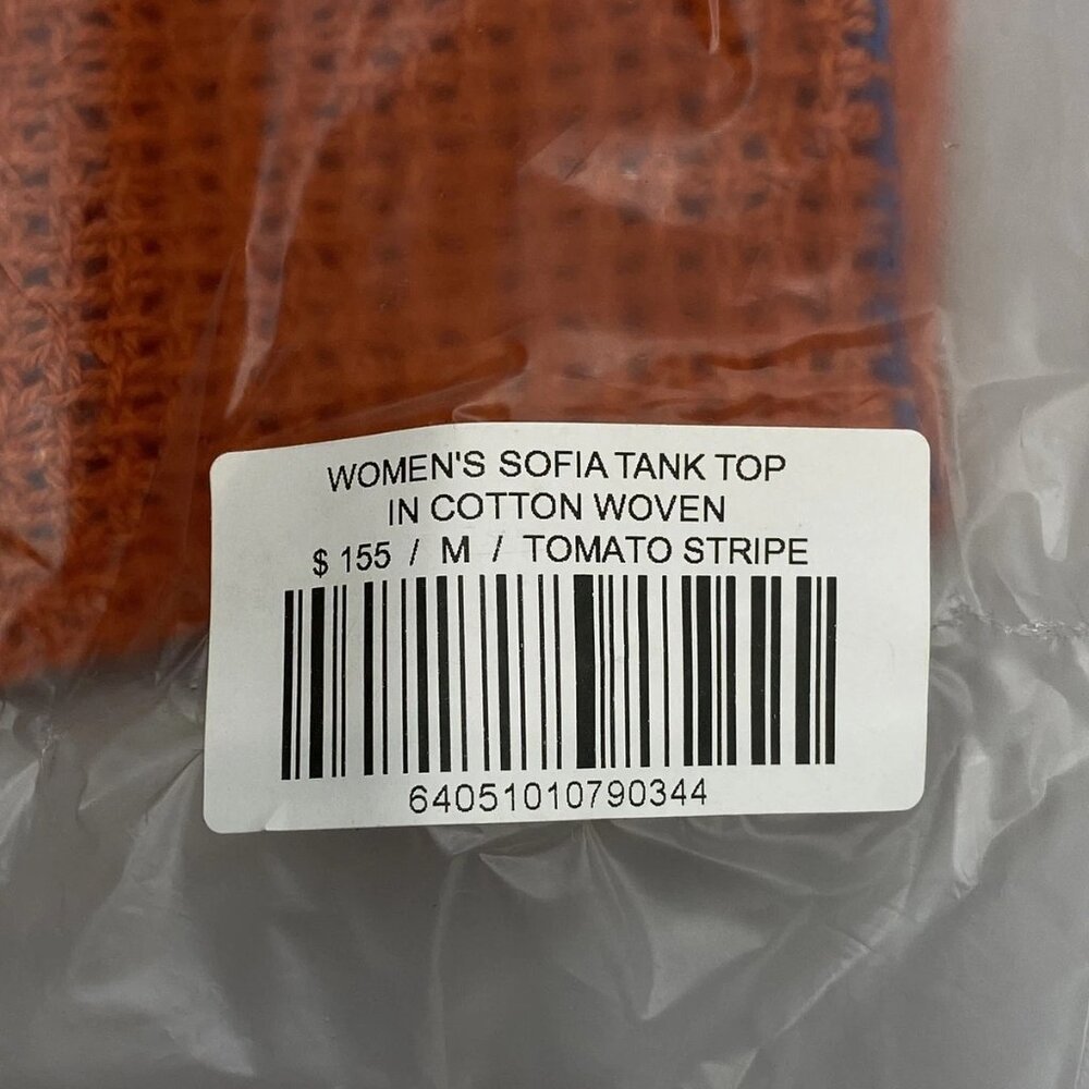 NEW ROAD TO NOWHERE Sofia Cotton Woven Stripe Tank Top • Size M • Tomato Orange - Picture 11 of 11